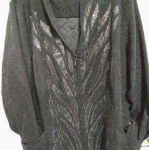Bob Mackie black sequin zippered jacket w/ pockets
